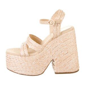 Larroude Raffia Platform Sandals